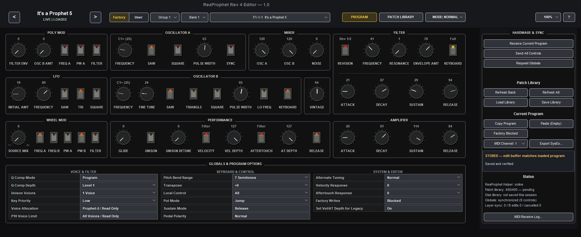 ReaProphet main editor interface