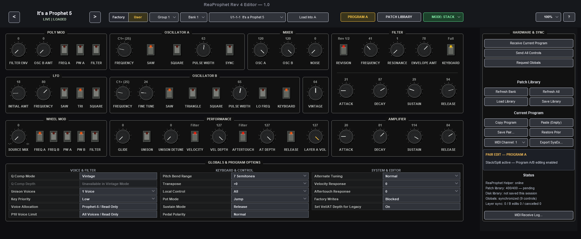 ReaProphet Program A and Program B editing