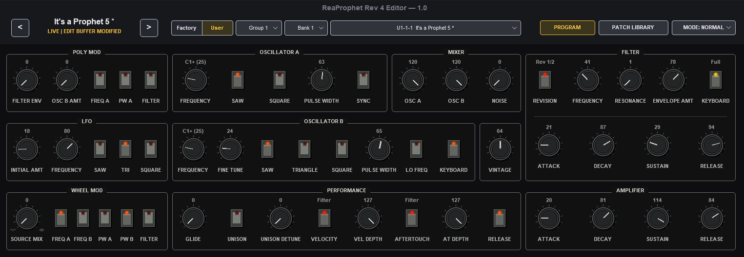 ReaProphet program editing interface
